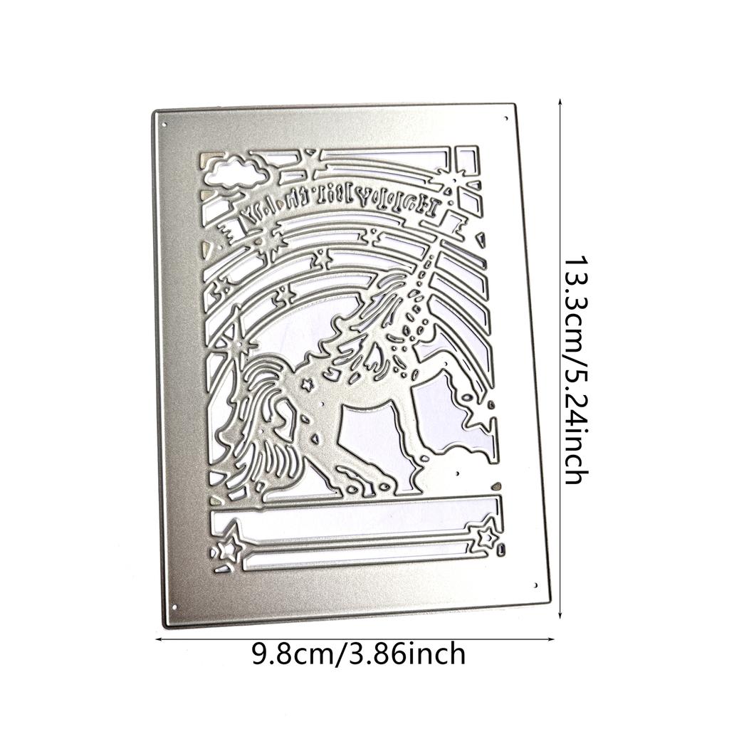 Carbon Steel DIY Rectangle Happy Birthday Horse Cutting Dies Embossing Stencils Template for Decorative Paper Album Card
