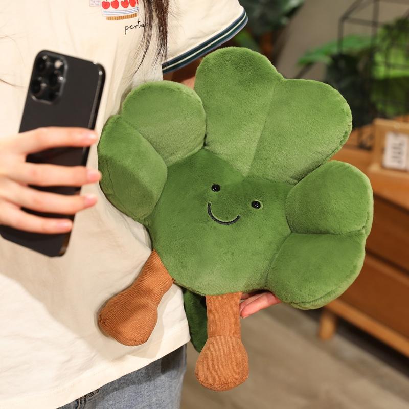 Lucky Clover Plush 3-Leaf Stuffed Plant Super Soft Huggable Shamrock Gift for St. Patrick’s Day&Good Luck Lovers Birthday Gift