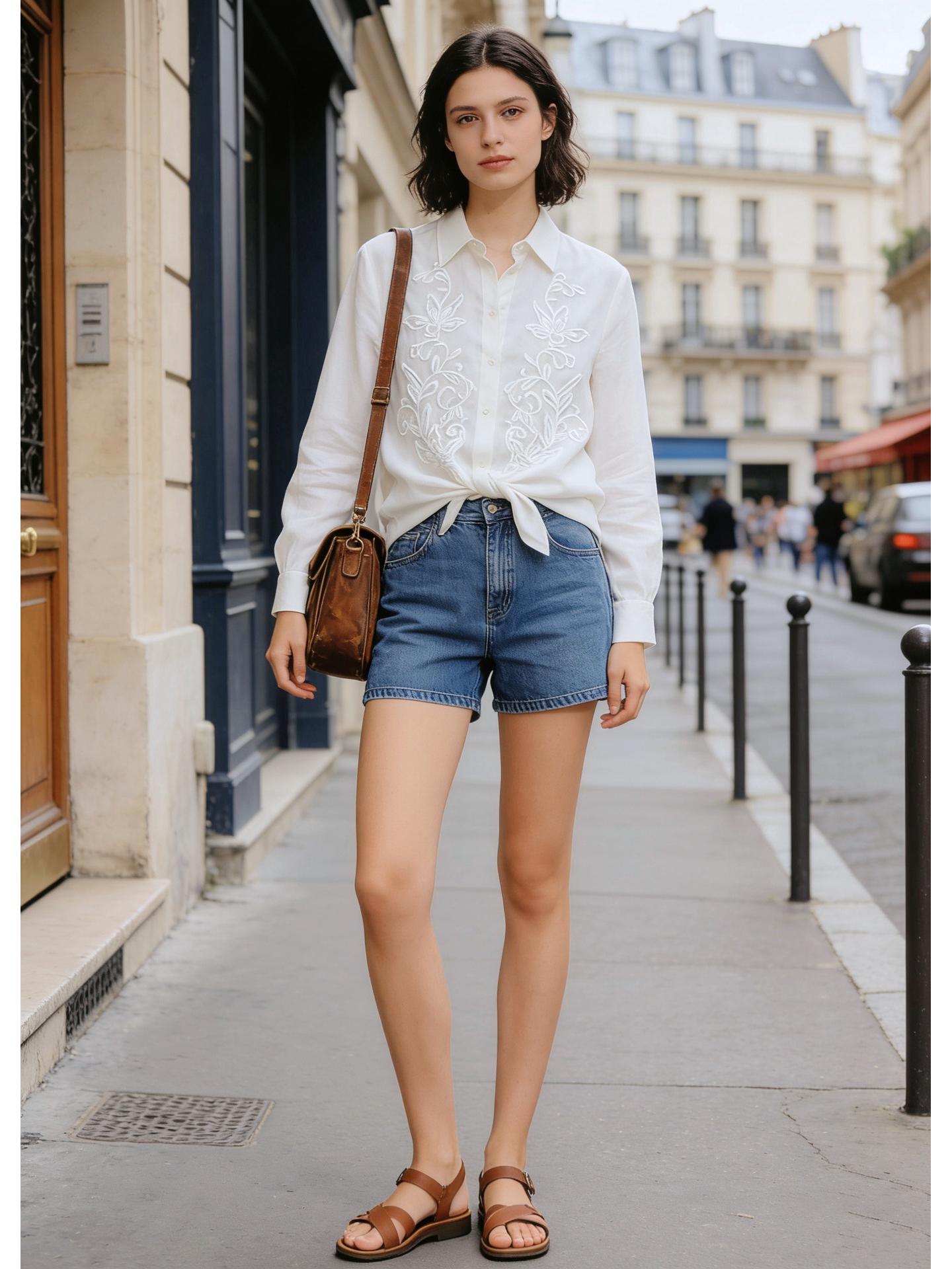 Nanyou 2026 Spring Women s White French Embroidered Loose Slimming Shirt L