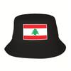 Custom Lebanon Lebanese Flag Beirut Bucket Hat for WomenUnisex Printed Summer Travel Beach Outdoor Camping Cap