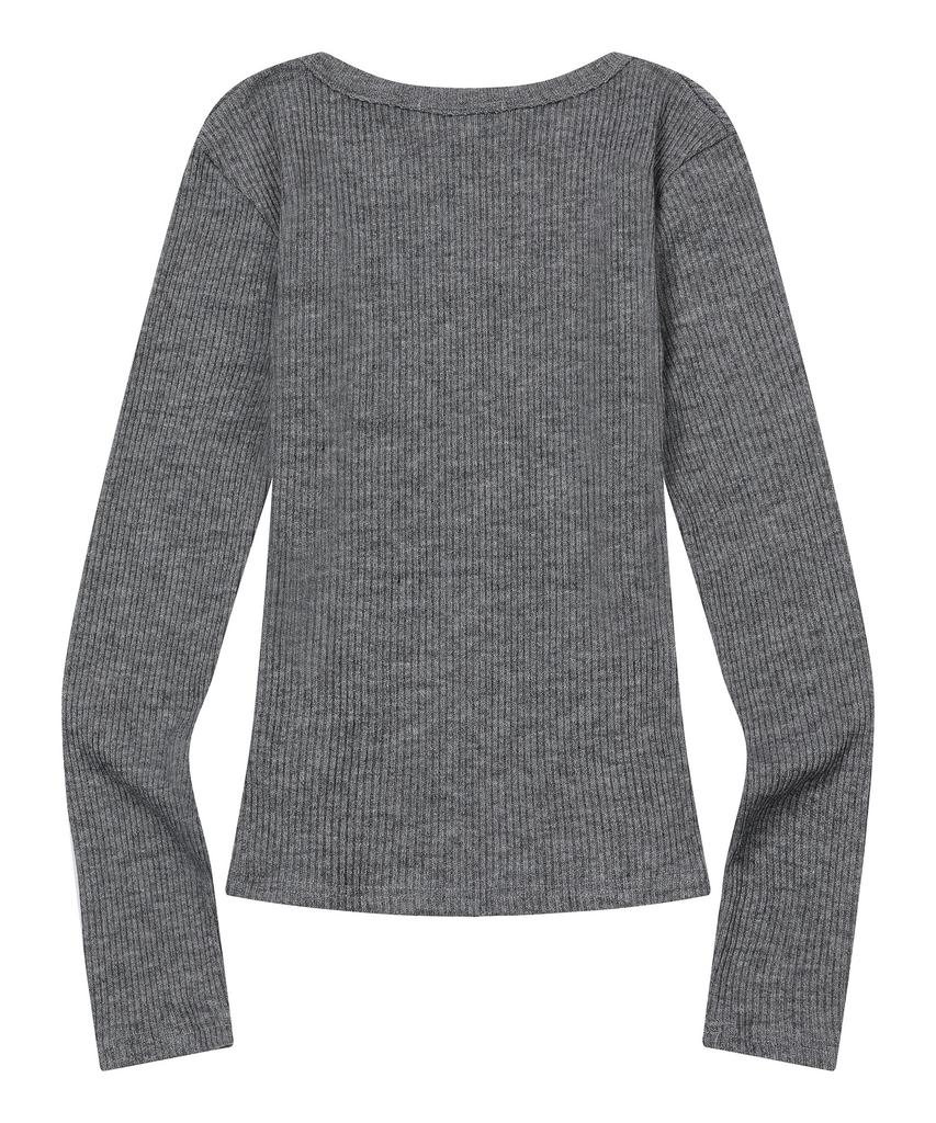 MUCENT Era U-Neck Ribbed Long Sleeve Tee (6 Colors)
