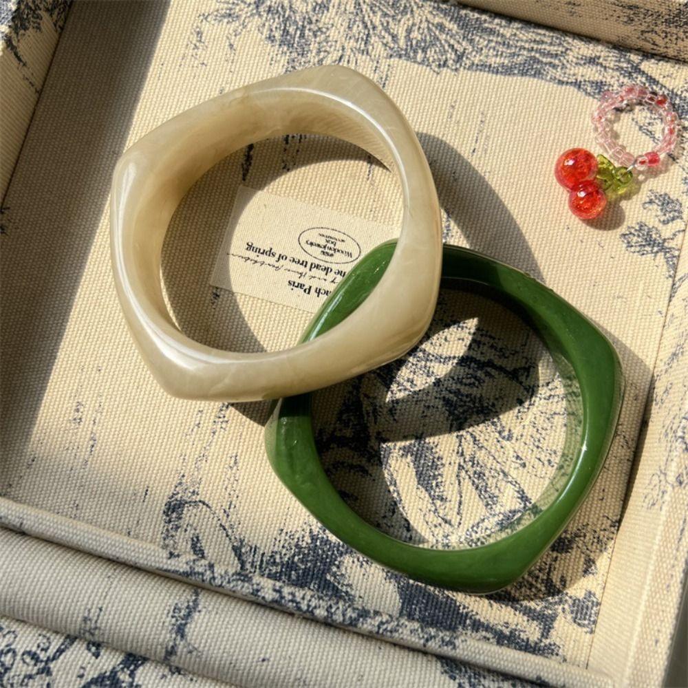 Minority Design Irregular Wide Bracelet Bohemian Retro  Hand Ring Simple Acrylic Bangle  Gift