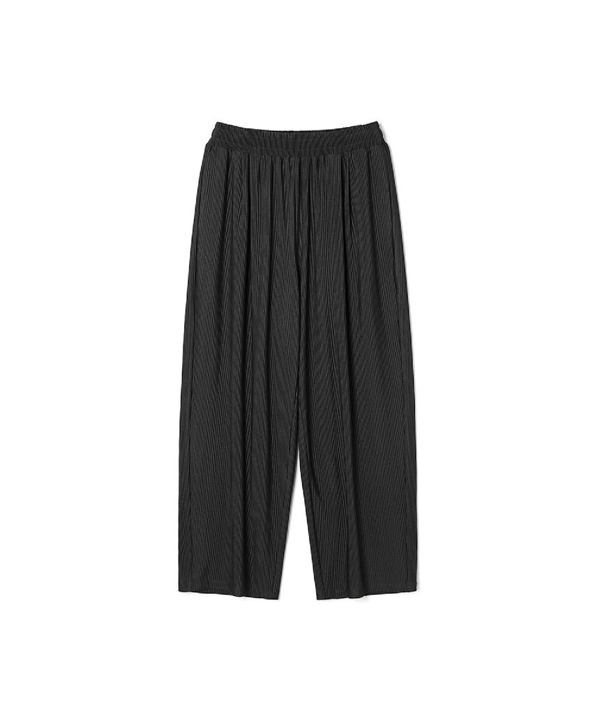 ADHOC Men'S Pole-Banding Ribbed Wide Pants (Black) (Hc4Lp10)