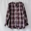 Export Daily Order Tail Goods V Neck Long Sleeves Gingham Shirt Women's Loose Leisure All-Matching Autumn New Literary Style