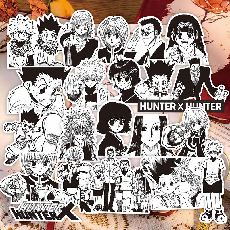 10/30/70 Stück Schwarz-Weiß Anime Hunter×Hunter Aufkleber Coole Graffiti Decals für Handy Koffer Notizbuch Kinder DIY Aufkleber Spielzeug