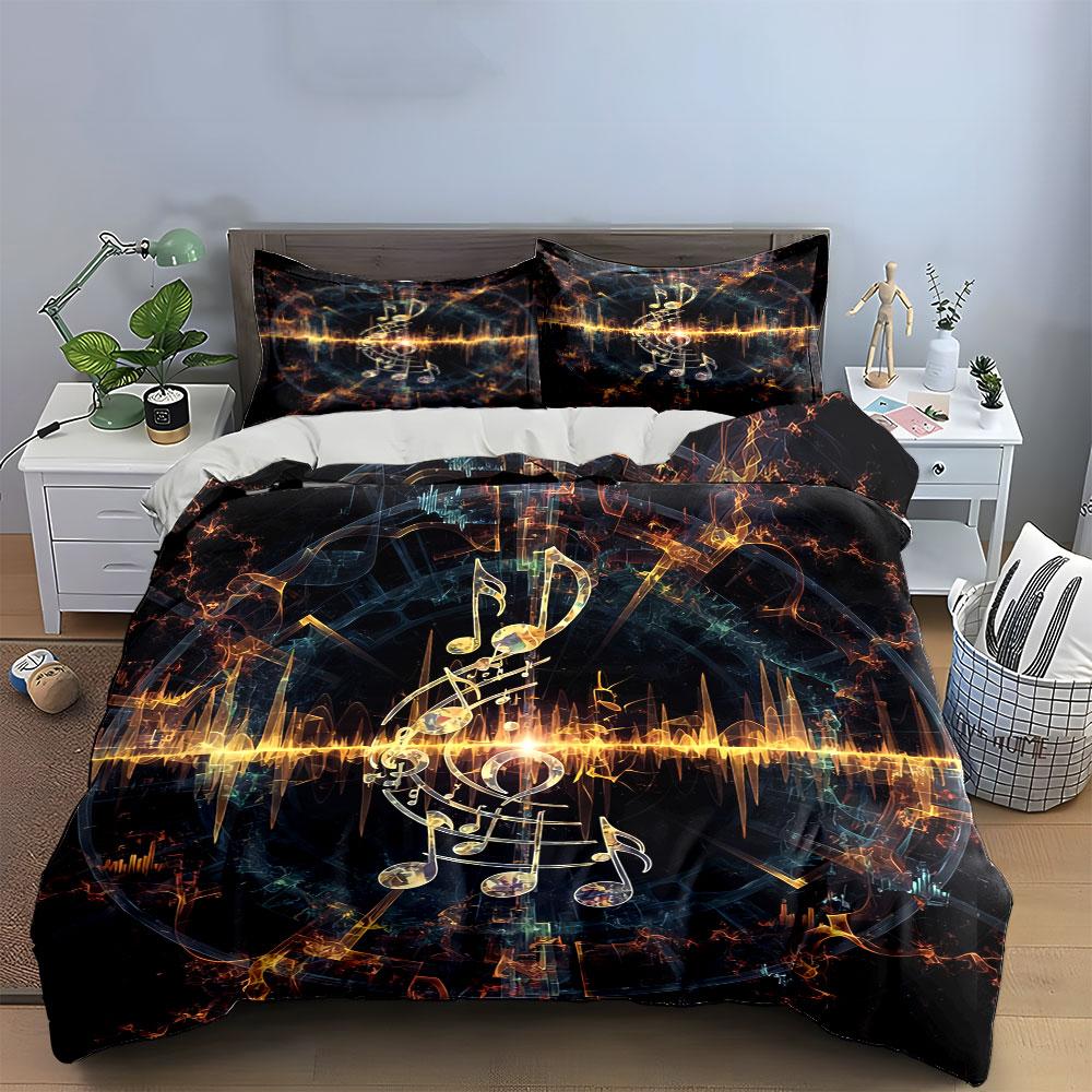 Music Decor Artwork Set Soft Comfortable Duvet Cover Bedding Set Included 1*Duvet Cover & 2*Pillowcases, Gift