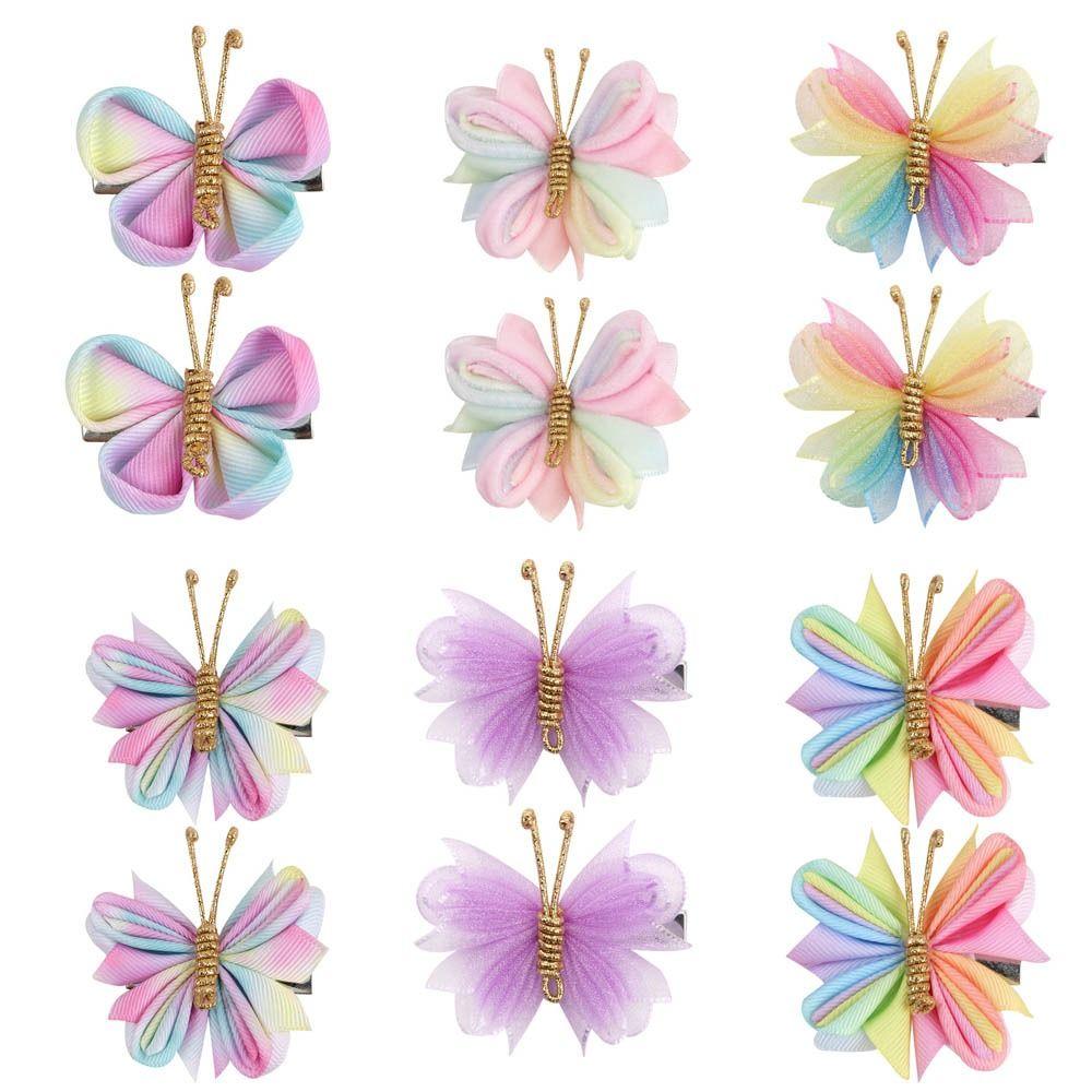 

5x6 см заколки для волос в форме бабочки, сетчатые заколки для волос с бантиком, красочная заколка для волос для маленьких девочек