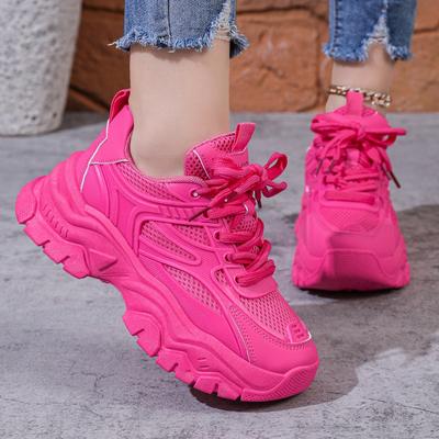 Klobige Sneaker Damen 2025Neu Einfarbig Atmungsaktiv Plateau Laufschuhe für Damen Leichte Joggingschuhe Tennisschuhe Zapatillas Mujer