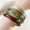 3/4 Pcs Multicolor Round Bangles Smudged Cuff Bracelet Set Vintage Thin Resin Bracelet Set  Gifts