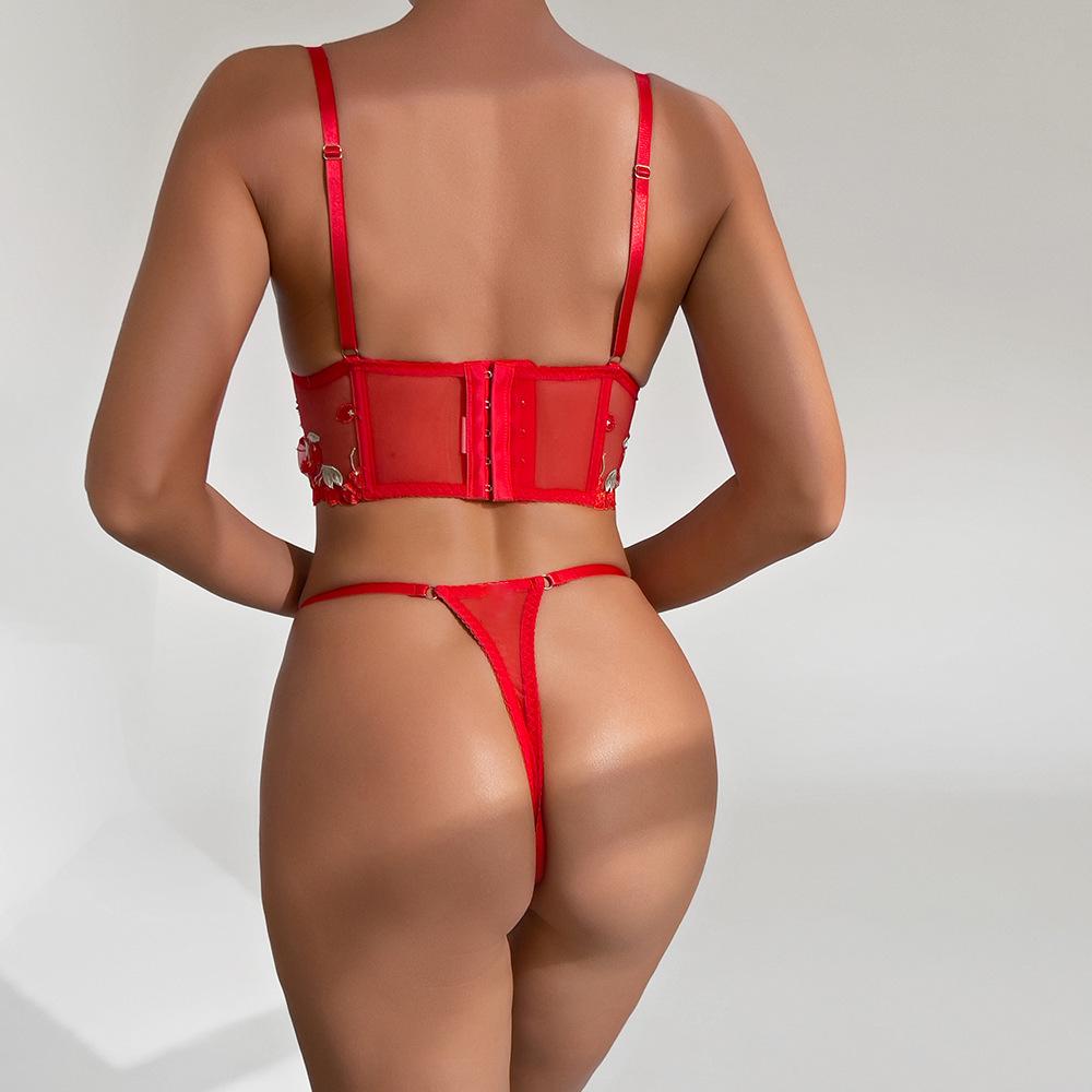Sexy Embroidered Sheer Lingerie Set: Comfortable, Hot-Selling Two-Piece