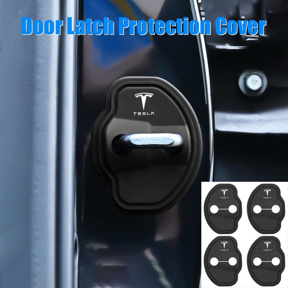 2/4pcs Fashion Silicone Car Covers Door Lock Auto Accessories For Tesla SpaceX Cybertruck Model S X Model Y Model 3 Roadster