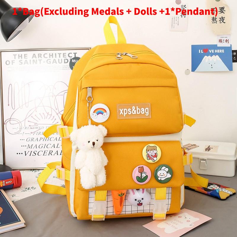Bag Xps Letter Print Backpack With Pendant Large Capacity Schoolbag Kids Gift