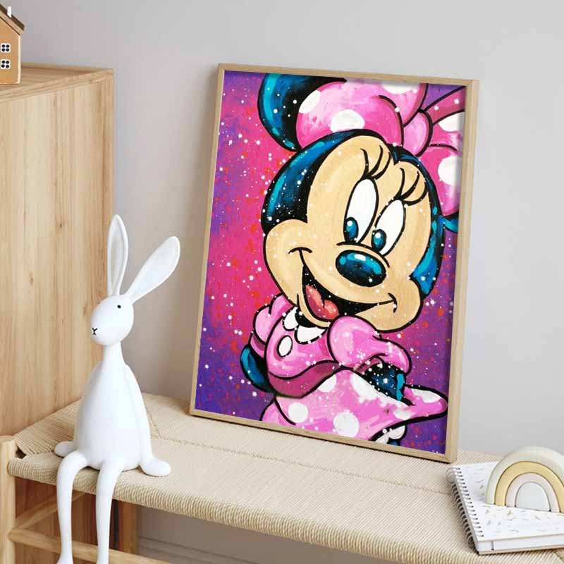 Disney Diamond Painting Minnie Mouse Splatter Graffiti Style Illustration Mosaic Embroidery Diamond Painting Cross Stitch Home Decoration 5D DIY
