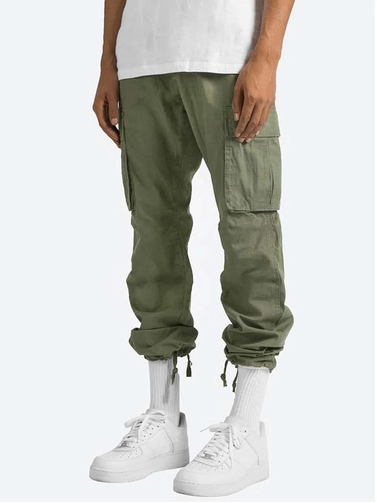 2025 Men's Summer Casual Workwear: Thin European & American Style Drawstring Multi-Pocket Pants