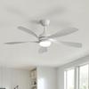 Modern 42-inch ceiling fan with lighting and remote control, 5 ABS blades, reversible, quiet direct current motor – White