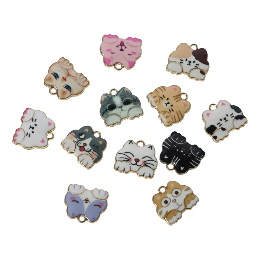 

60 шт., сплав с головой кошки, эмаль, подвески в виде кошки, 18X16 мм, эмаль, подвеска в виде животного, аксессуары для рукоделия своими руками