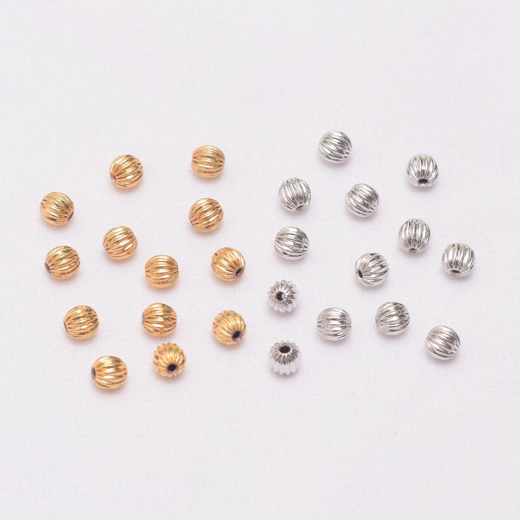 100pcs Non-Fading 24K Vacuum Gold Beads, Pumpkin Beads, Loose Beads, Diy Handmade Bracelets, Accessories, Accessories Beads.