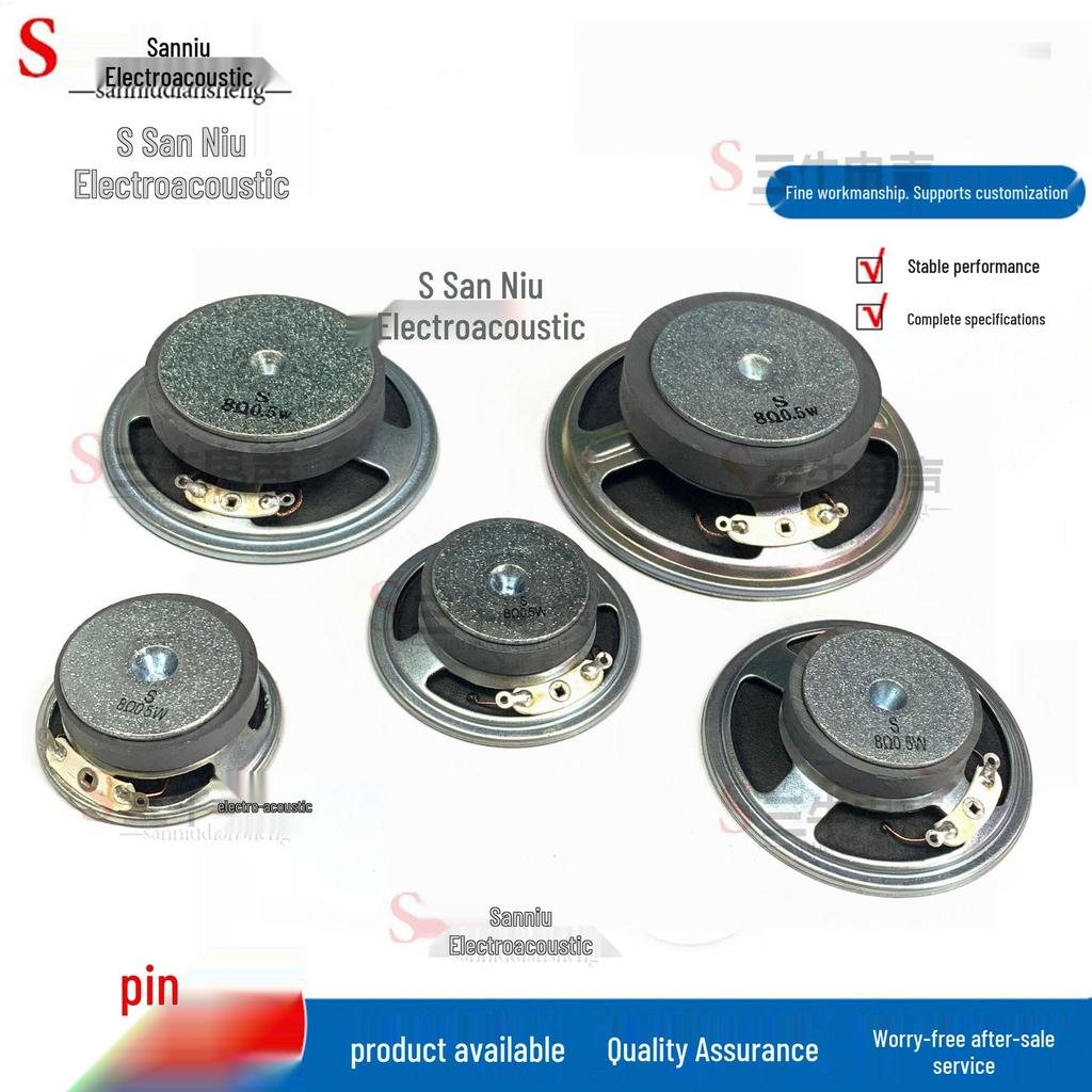 3-Inch 8 Ohm External Magnet Speaker, Diameter Options: 40/50/57/66/77mm, 0.5W, Full Paper Cone.