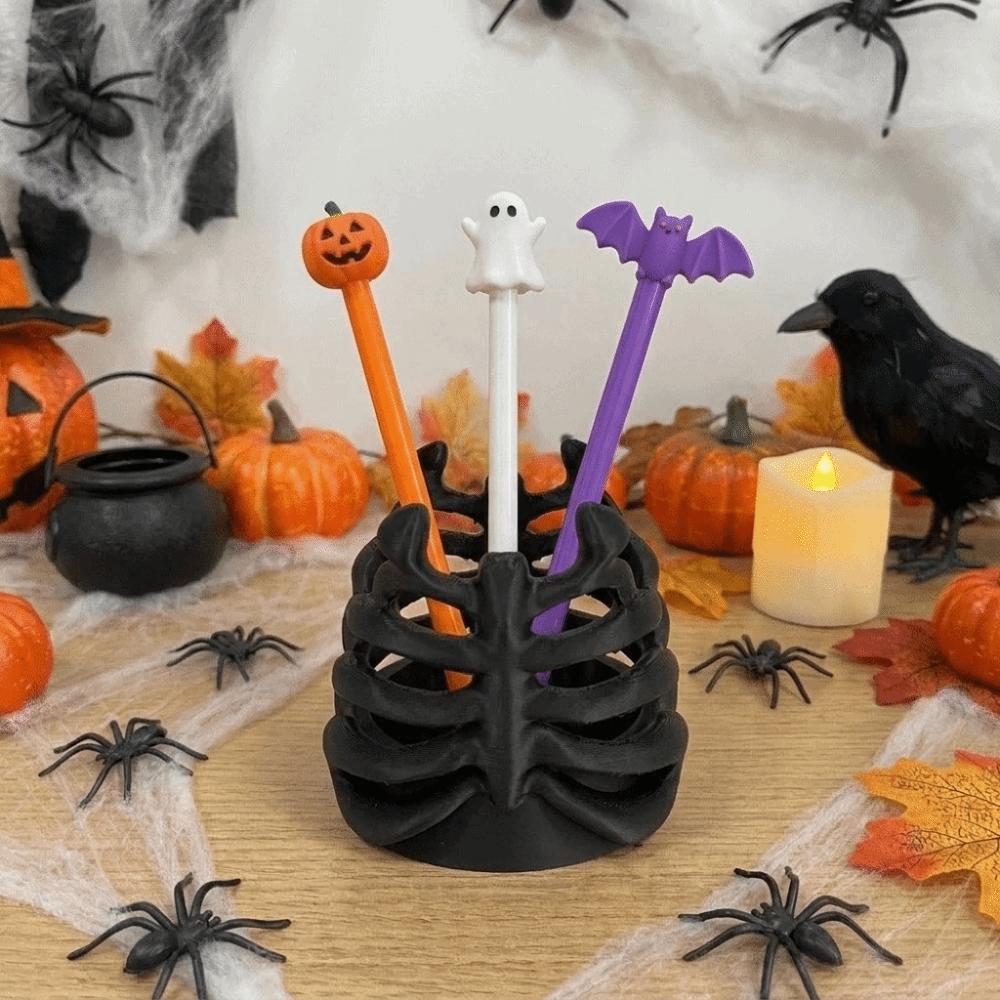 Plastic Rib Cage Pen Holder Gothic Style Makeup Brush Storage Cup Unique Bone Pen Holder Office