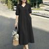 ZANZEA Women Casual V-Neck Solid Color Loose Half Sleeve Dress