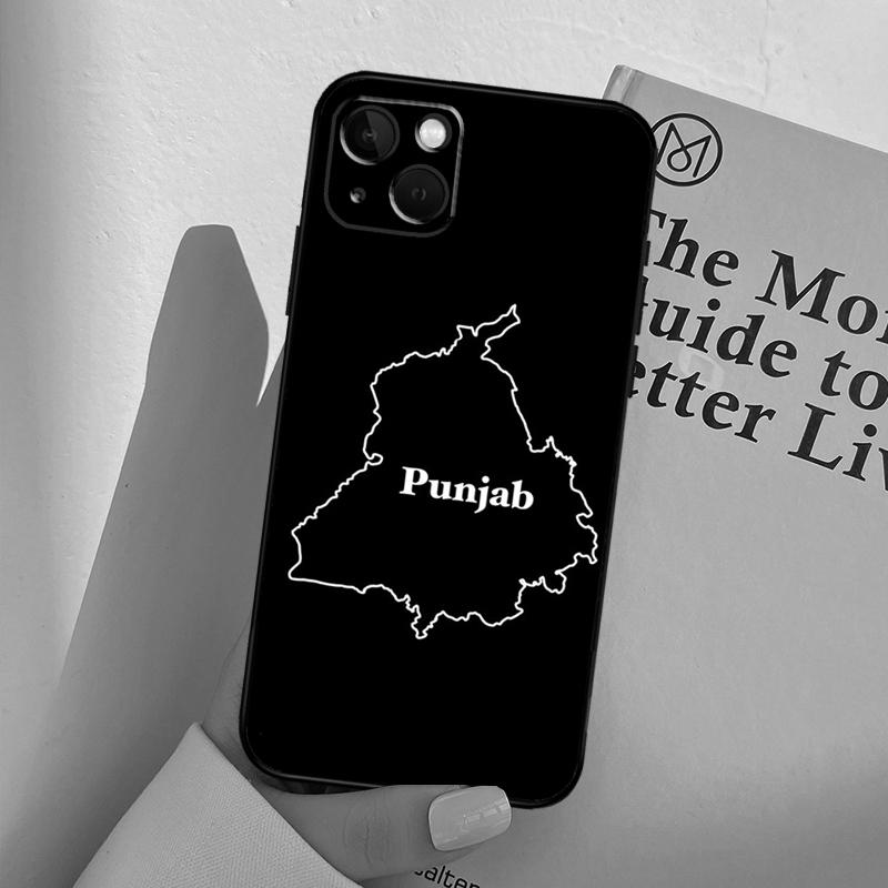Punjab Map Outline Phone Case For iPhone 16 15 14 Pro Max Plus 12 11 13 Pro Max 12 Mini 13 Mini Cover