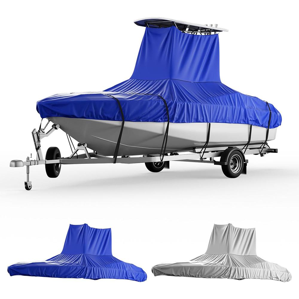 T-Top Boat Cover Heavy Duty 600D Oxford PU Coating Waterproof Tear-Resistant For Center Console Boats Fits 26-28 ft Length 116 Bule