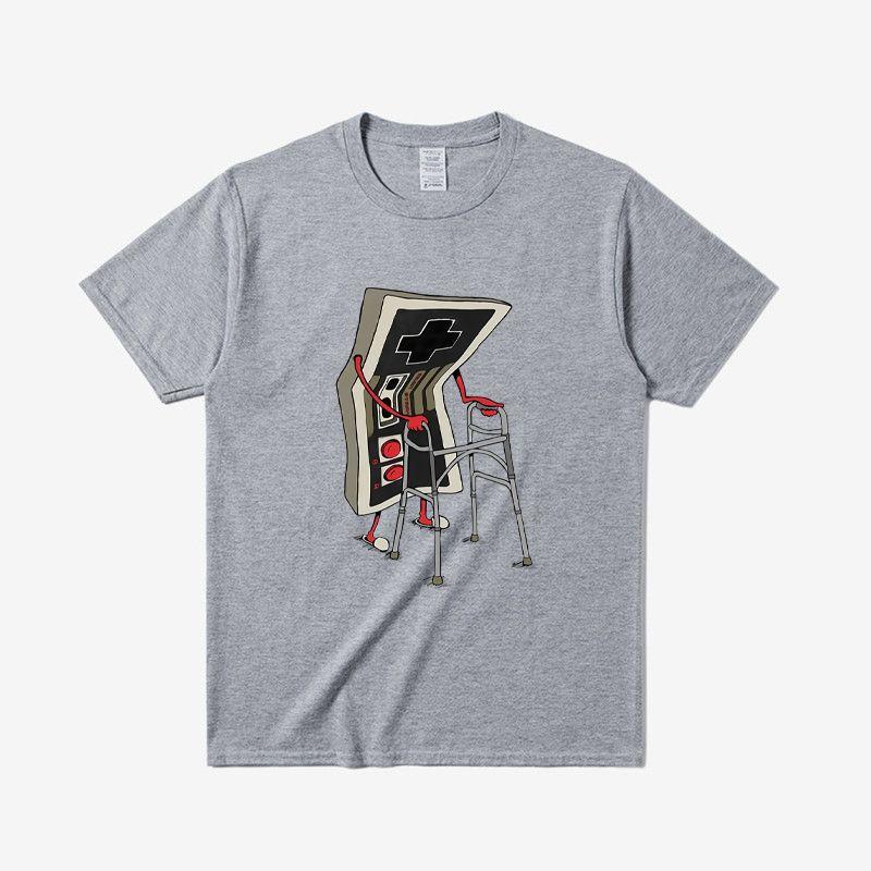 Senior Game Console T-shirt, 1980s Retro Design Graphic, Street Men's and Women's Clothing, Pure Cotton Short-sleeved Top