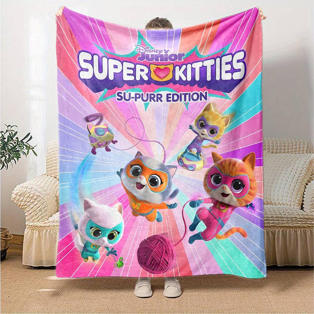 1pc Super Kitties Adventures1 Blanket, Gift, for Men and Women, Soft Blanket, Good for Sofa Bed Couch Travel, Lightweight Flannel Blanket