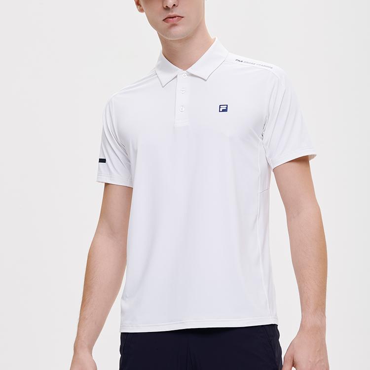 Fila Athletics Letter Print Sports Casual Short Sleeve Polo Shirt Men Polo Shirts Jade-White A11M131151F-WT