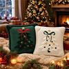 3D Christmas Tree Throw Pillow Covers Faux Plush Embroidered Xmas Tree Pattern Cushion Covers For Sofa Couch Home Decor