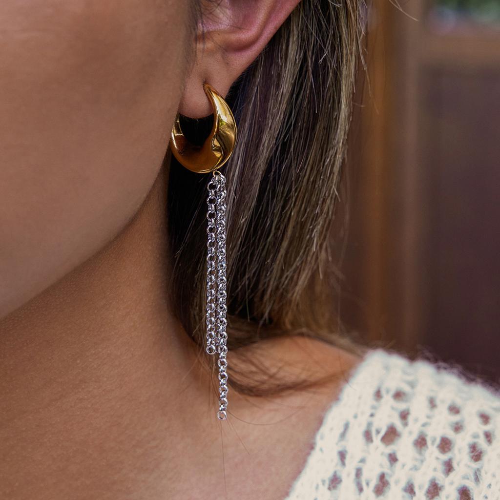 Jieding titanium steel color matching fringed earrings niche stud earrings stainless steel jewelry earrings
