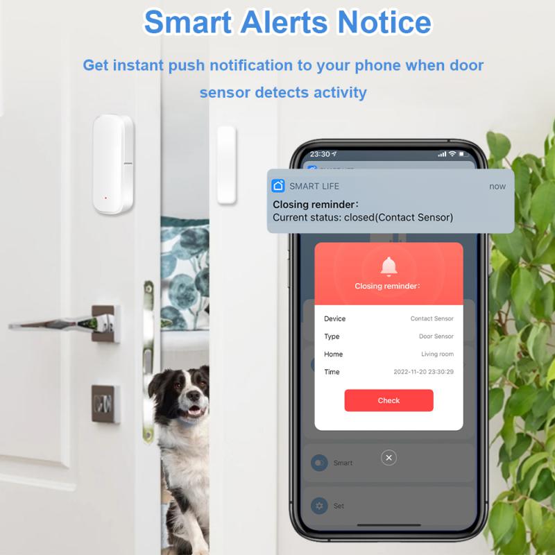 Smart Door Window Sensor Tuya ZigBee Smart Home Wireless Door Open Close Detectors APP Remote Alarm Work With Alexa Google Home