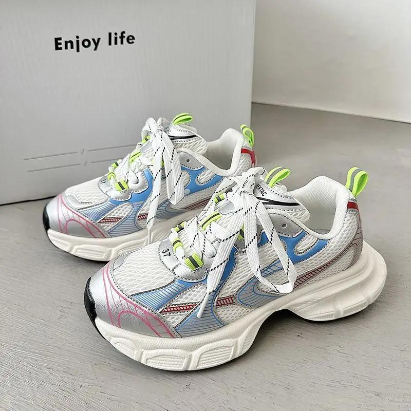 Chic Chunky Sneakers Women Men Design White Red Ladies Sports Shoes Comfortable Wide Sole Casual Shoes 41 42 Big Size