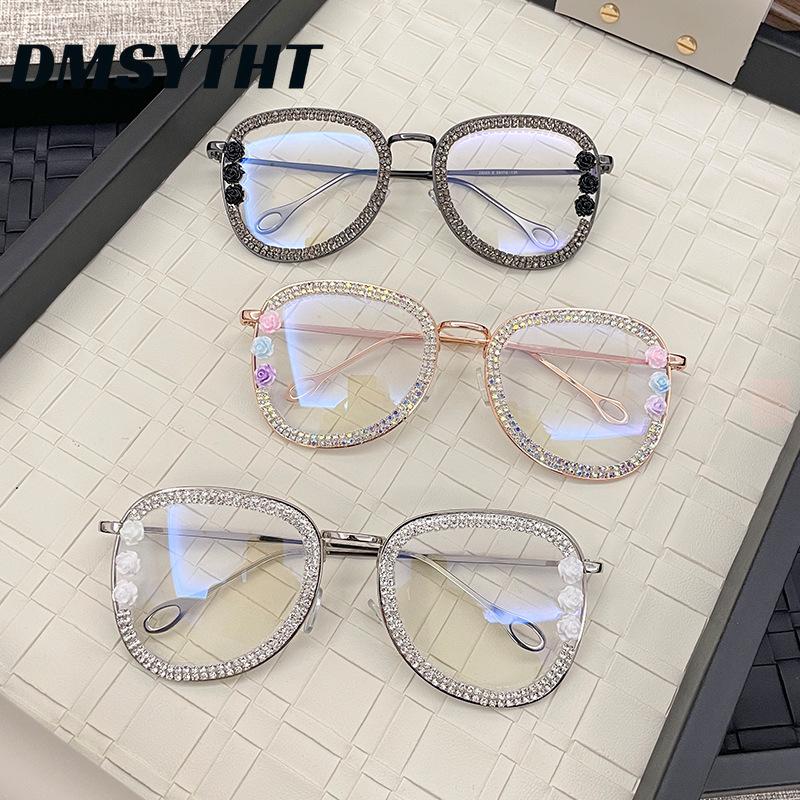 With Diamond Studded Anti Blue Light Glasses Fashionable and High-Quality Luxury Eyeglass Frames for Men and Women