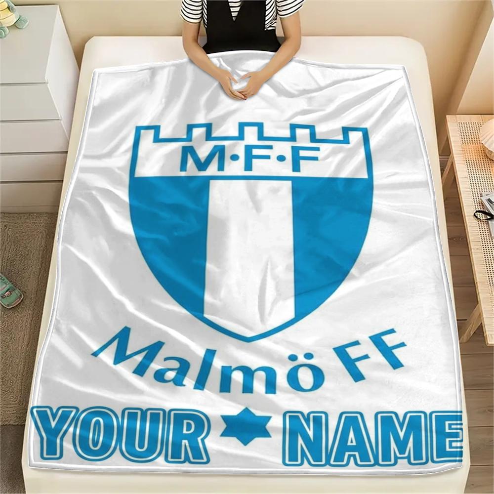 1PC Custom Name Malmo FF Patterned Flannel Blanket Suitable For All Seasons for Home Decor Warmth and Comfort Gifts Holiday Present