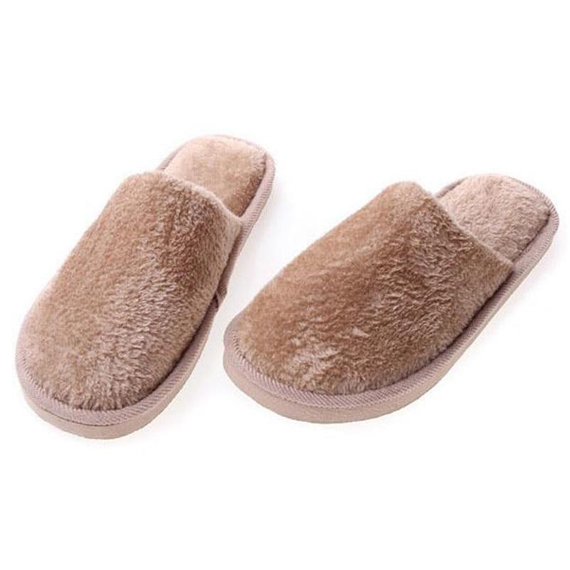 Non-slip Comfortable Winter Couples Solid Color Warm Home Plush Flat Candy Color Slippers