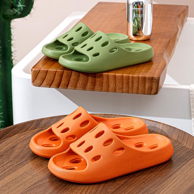 Women's Summer Indoor Non-Slip Cool Slippers - Comfortable, Breathable Hole Design for Men and Women