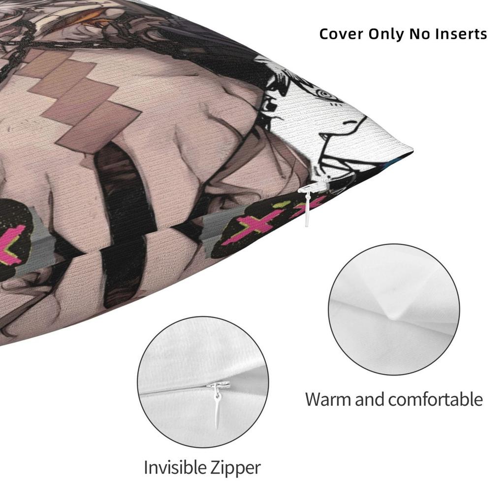 Gachiakuta Pillowcase Merch Printed Cushion Cover Zanka Riyo Enjin Pillow Covers Living Room Decor Zippered Multi-Size