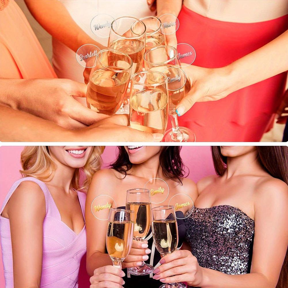 1Set 60Pcs Acrylic Party Beverage Labels - Circular Blank Glass Discs for Drink Identification, Ideal for Events & Gatherings