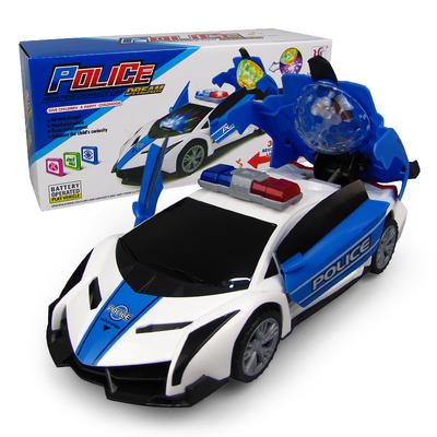 Coche de policía eléctrico de juguete, colorido, con luces y música, inspirado en Douyin, edición infantil de doble puerta.