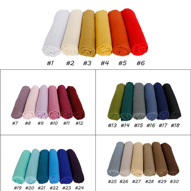 Shimmer Glitter Cotton Viscose Hijab Scarves For Women Muslim Long Shawls Headscarf Wraps Solid Headbands Stole Bufandas Turbans