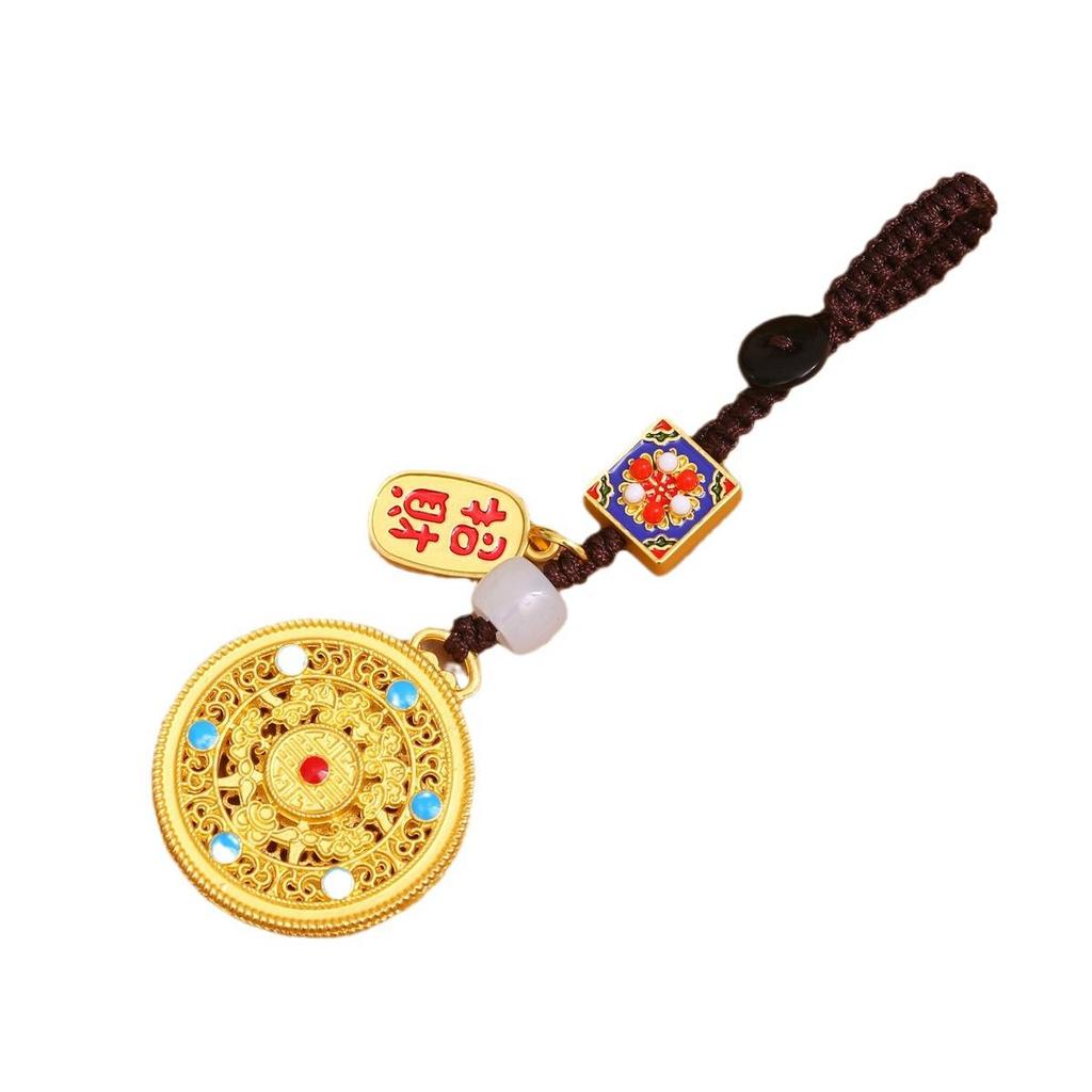 Fünf Segnungen Chinesischer Schlüsselanhänger Anhänger: Retro-Charm aus Goldlegierung mit Fu-Zeichen