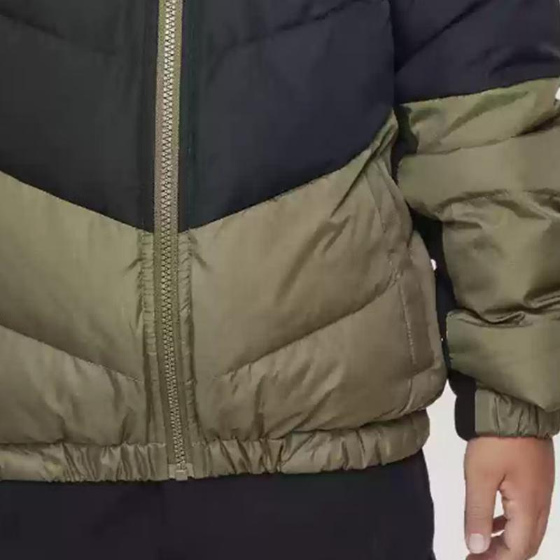 Nike Hooded Comfortable Color Block Warm Long Sleeve Jacket Kids Jackets Green Black IB5837-222