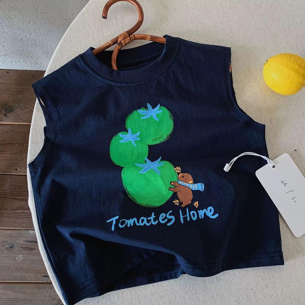 Kids Summer Round Neck Printed Tank Top for Boys and Girls