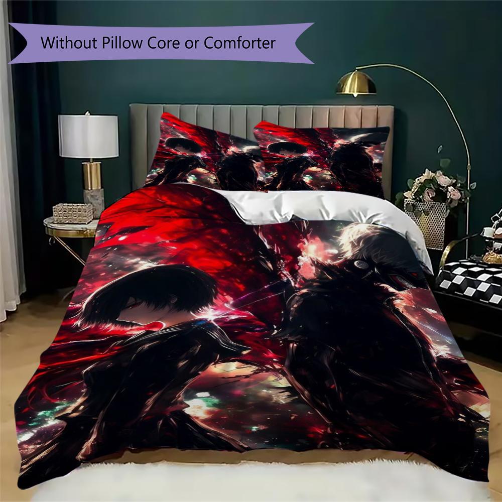 Tokyo Ghoul Pattern Bedding uilt Set uilt Cover Pillowcase Home Decoration Birthday Gift (1 * duvet cover + 2 * pillowcase without core)220