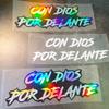 1PC CON DIOS POR DELANTE Car Stickers Waterproof for Motorcycle Helmet Cases Car Triangle Windows Body Bumper Trunk Vinyl Decals