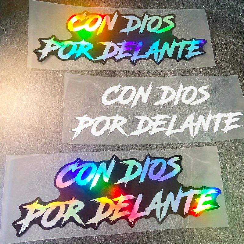 1PC CON DIOS POR DELANTE Car Stickers Waterproof for Motorcycle Helmet Cases Car Triangle Windows Body Bumper Trunk Vinyl Decals
