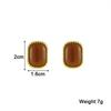 Geometric Pattern Retro Coffee Color Square Stud Earrings for Women Wedding Jewelry Boucles d'oreilles Valentine's Day Gift
