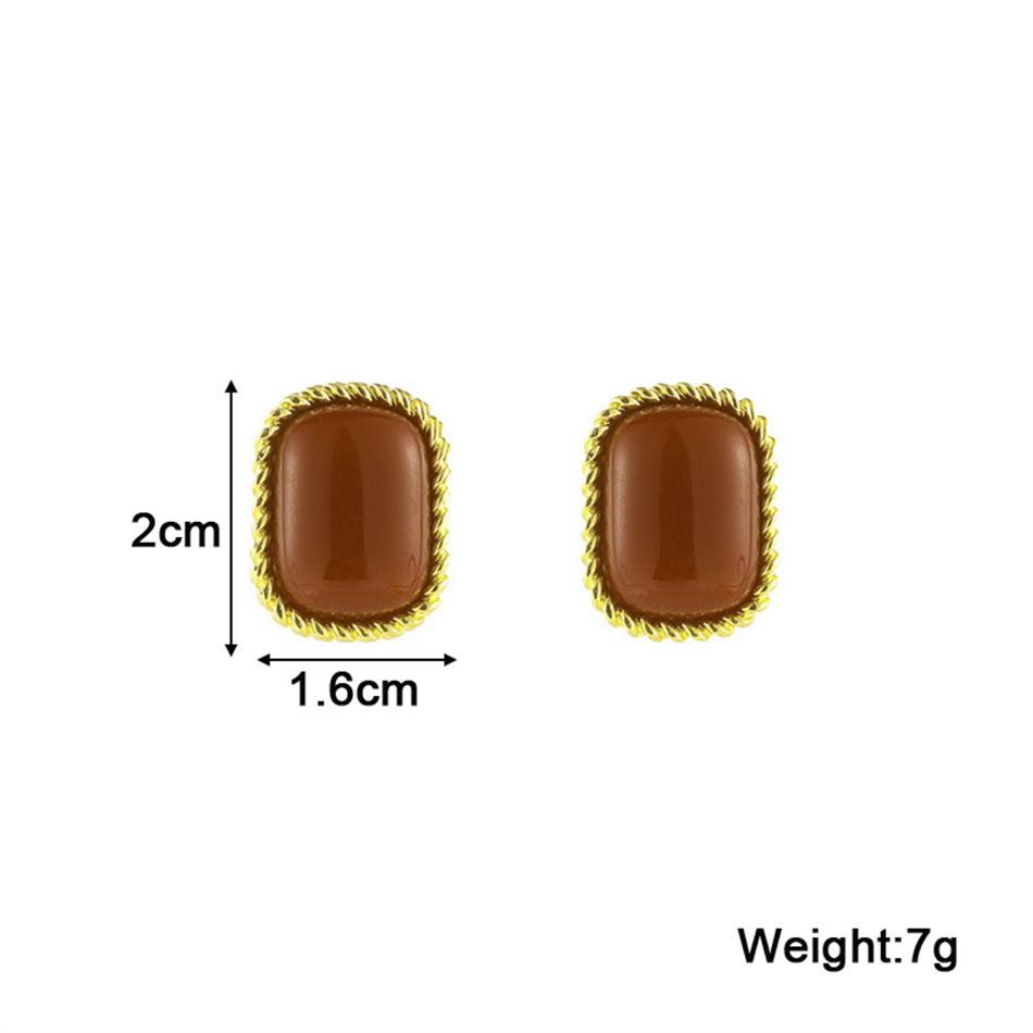 Geometric Pattern Retro Coffee Color Square Stud Earrings for Women Wedding Jewelry Boucles d'oreilles Valentine's Day Gift