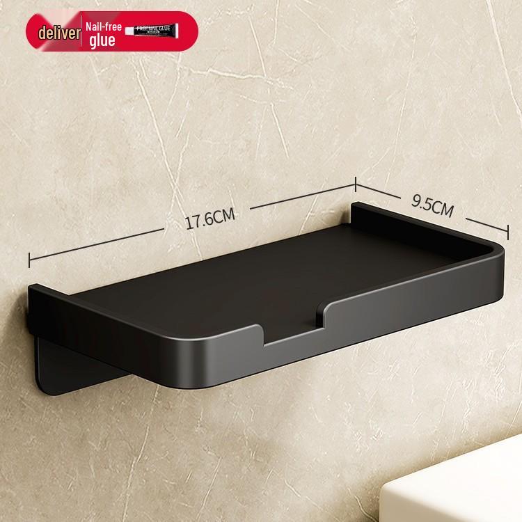 Gun Gray Toilet Tissue Holder & Mobile Phone Shelf | Punch-Free Wall-Mounted Bathroom Organizer